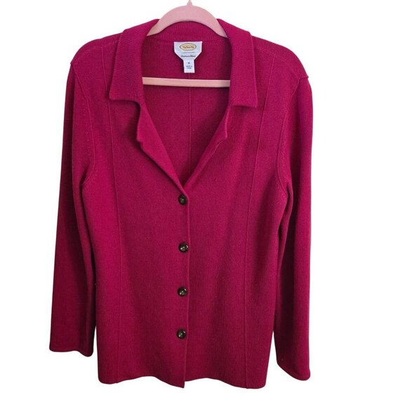 Talbots Vintage Cashmere Silk Raspberry Quiet Luxury Sweater Cardigan Size M - Picture 1 of 4